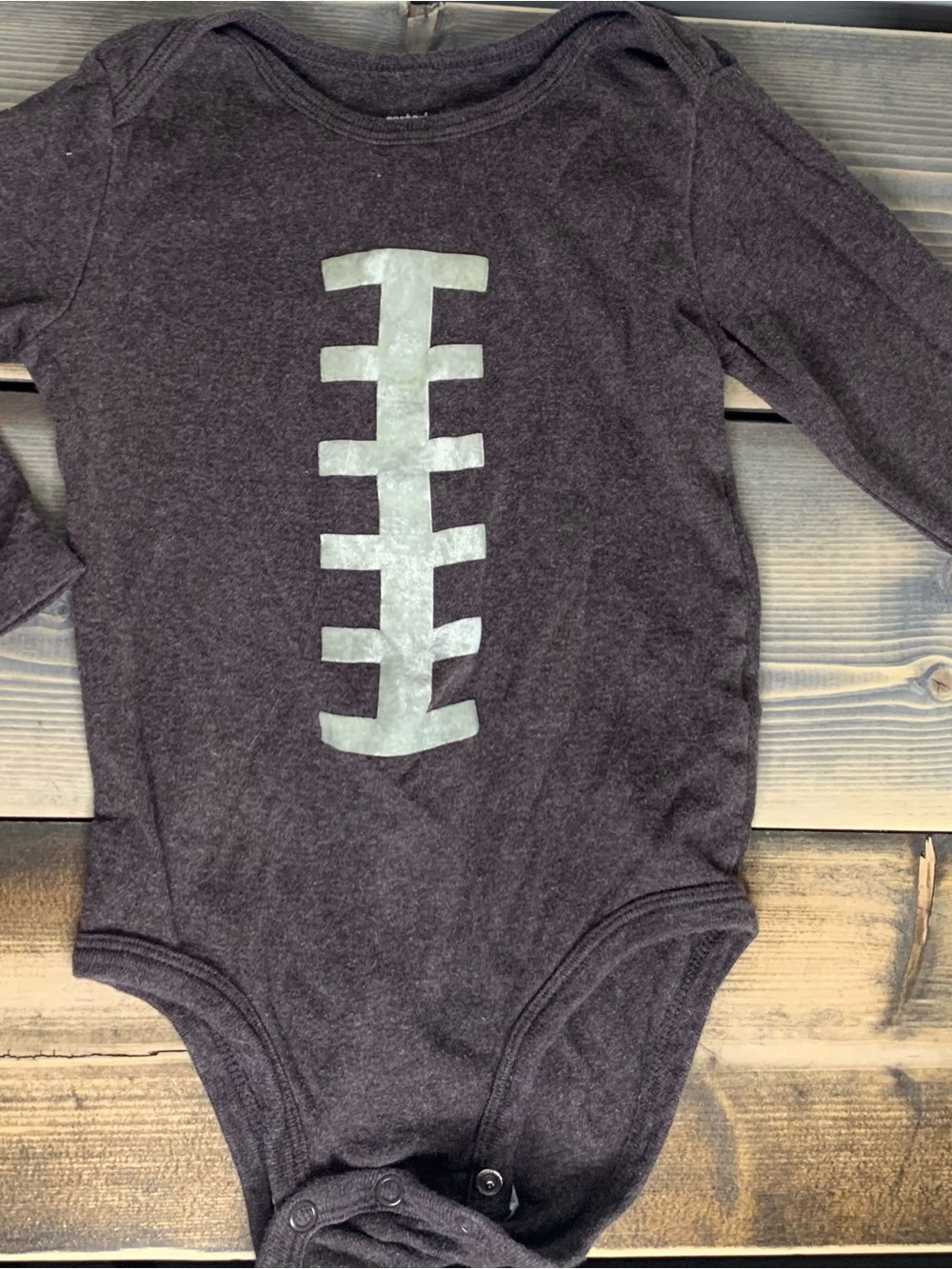 Carter's Dark Gray Long-Sleeve Football Graphic Bodysuit